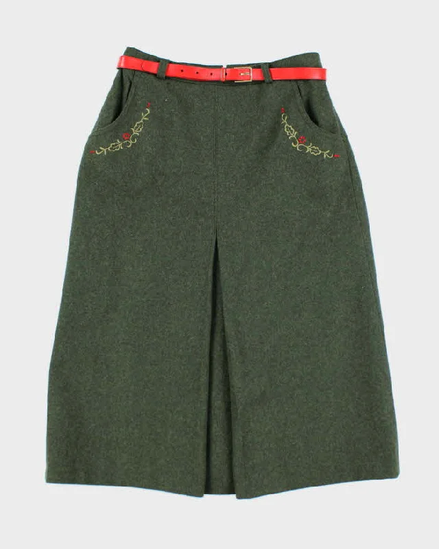 Vintage Wool Embroidered Skirt - XS asymmetrical skirt cut