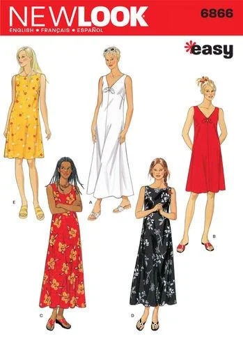 Newlook Pattern 6866 Misses Dress Tunics Prom sequined