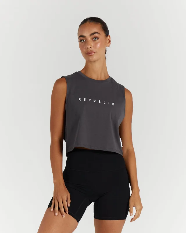 LOOSE CROP TANK - SHADOW bright tank top