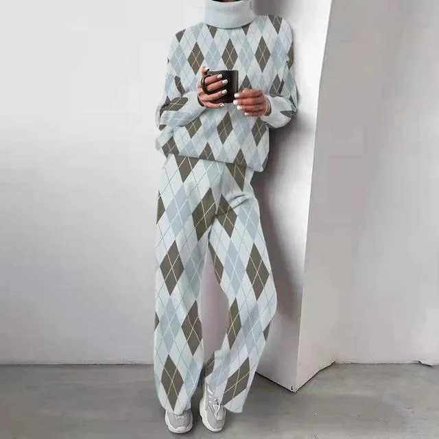 Flamingals Women's Allover Print High Neck Top & Pants Set Casual Set 071000452 Soft Stretch Leggings