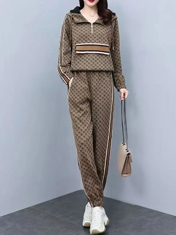 2 Pcs Women's Long Sleeve Letter/Number Pants Set 2XL 432723 Relaxed Fit Trousers