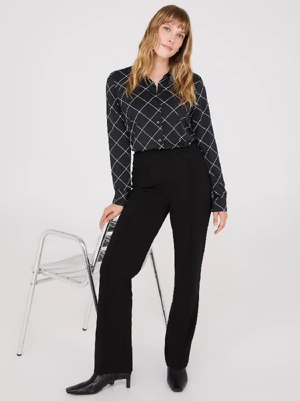 Front Pintuck Straight Leg Pants Classic Cropped Pants