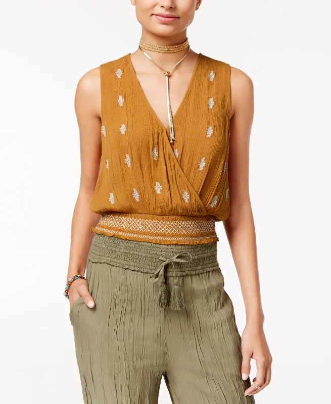 American Rag Juniors Embroidered Surplice Tank Top open back tank