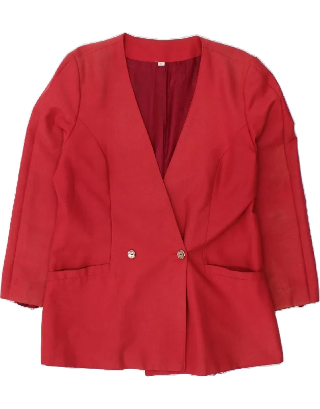 VINTAGE Womens Double Breasted Blazer Jacket IT 44 Medium Red Satin Jacket Silk Jacket Chiffon Jacket