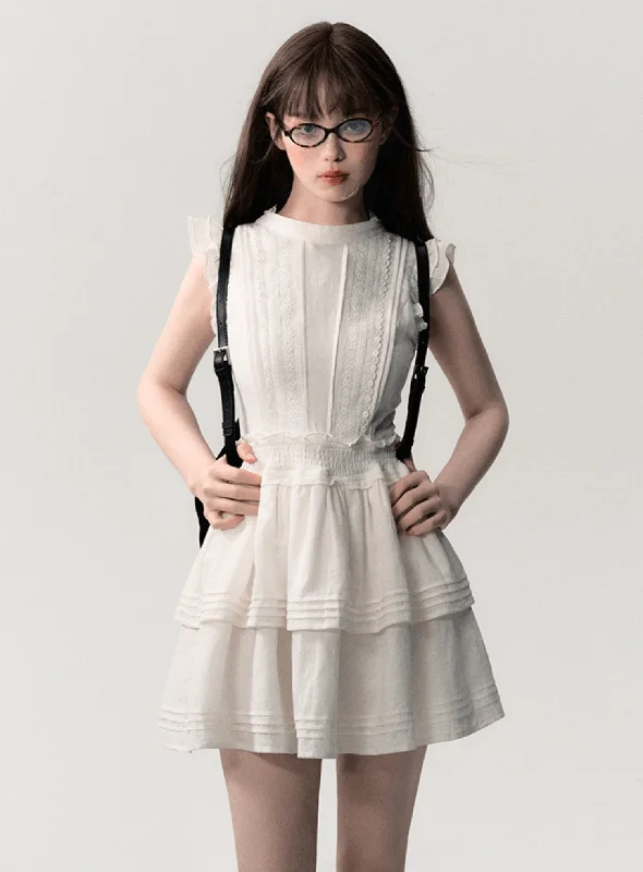 Vintage Charm Tiered Ruffle Dress Tunics Sophisticated sleek