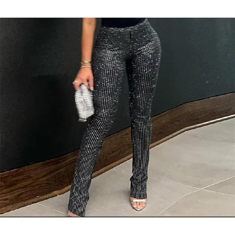 Rhinestone Pant Women Clothing Streetwear L S4968267 Warm Wool Trousers