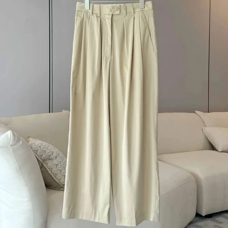 Casual Beige Shorts Wide Leg Pants For Women L B-148492 Chic Capri Pants