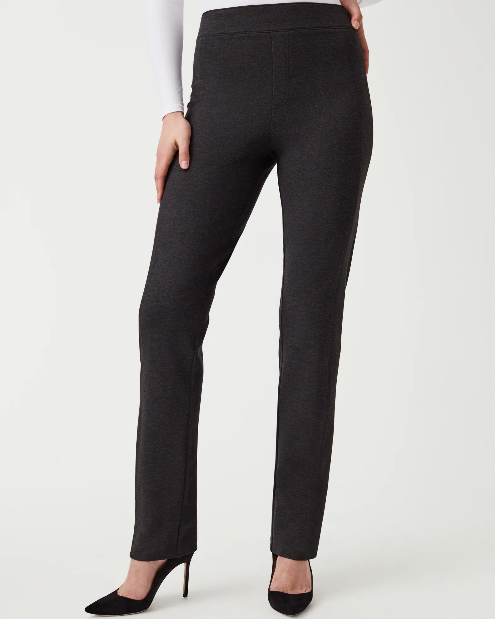 Spanx The Perfect Pant Slim Straight | Charcoal Heather Casual Drawstring Pants