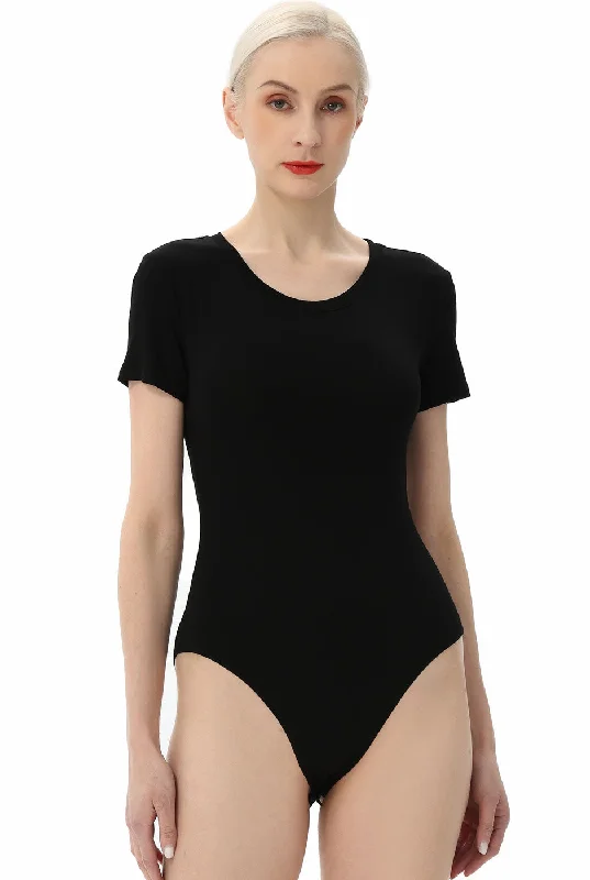 Kimi + Kai Women's Round Neck Basic Bodysuit Fashionable Bodysuit for Date Night