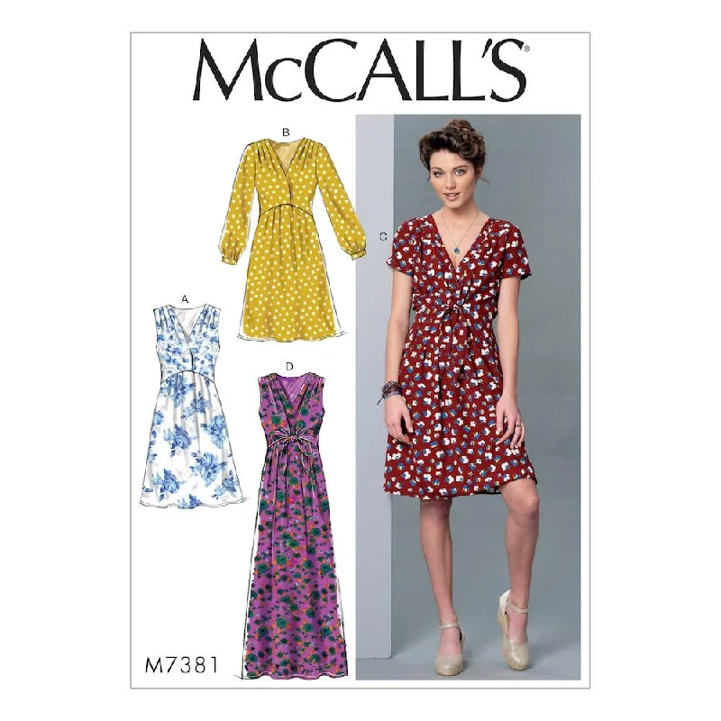 McCall's Pattern M7381 Misses' Pleated Dresses with Optional Front-Tie Tunics New arrival