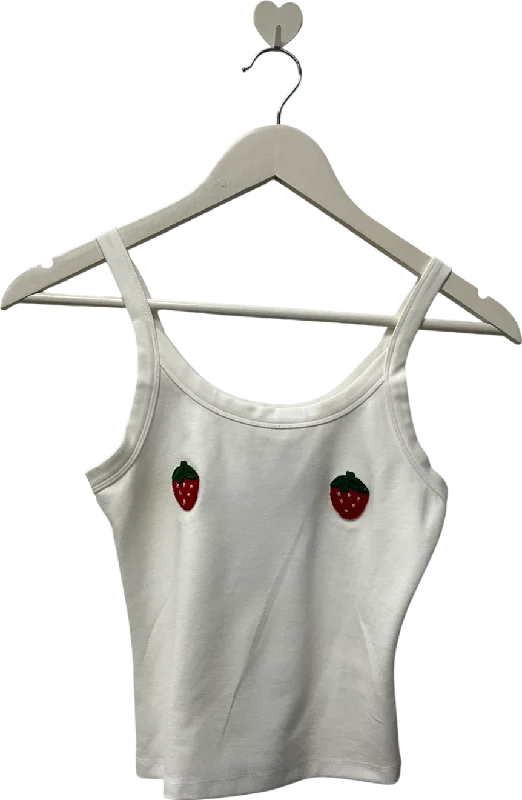Lovers and Friends White Strawberry Tank Top UK XS activewear tank top