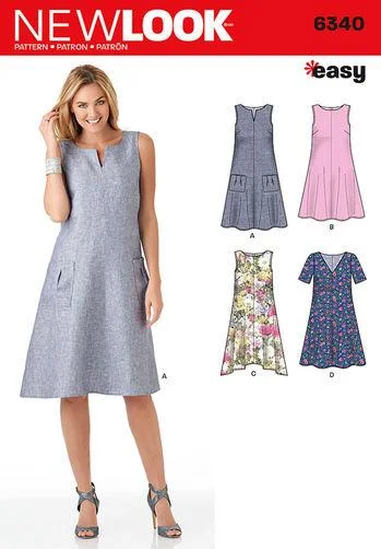 Newlook Pattern 6340 Misses' Easy Dresses Turtleneck Neckline Stylish