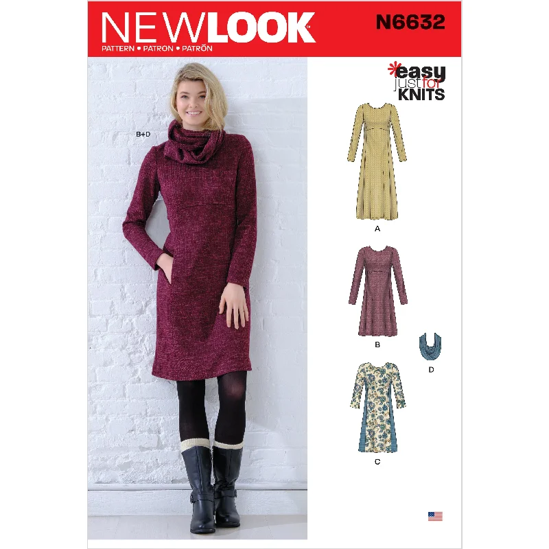 Newlook Pattern N6632 Misses' Knit Empire Dresses Tunics Brand named