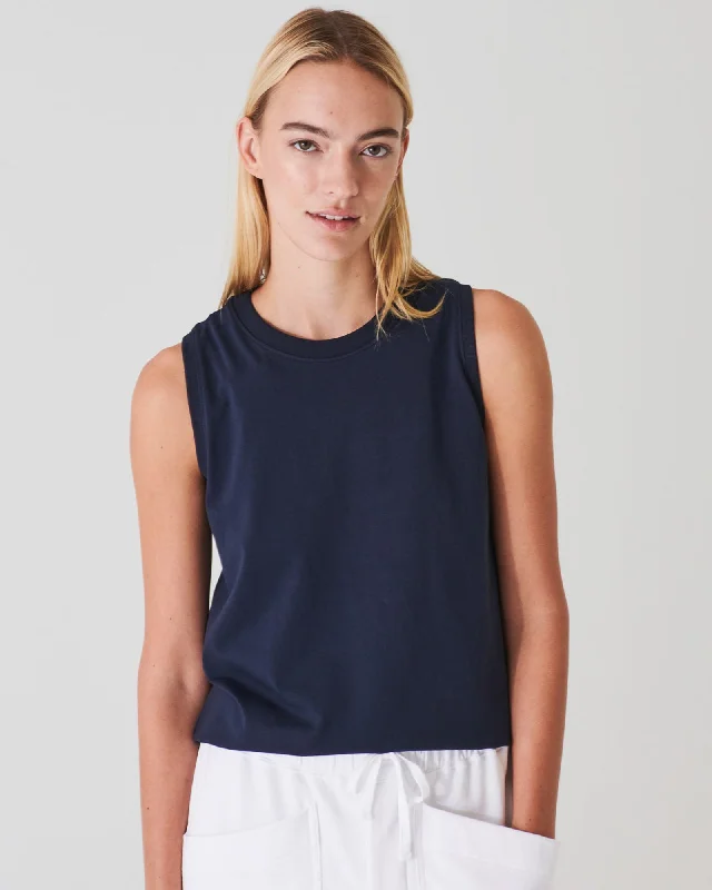 Stretch Boyfriend Tank Top low neck tank