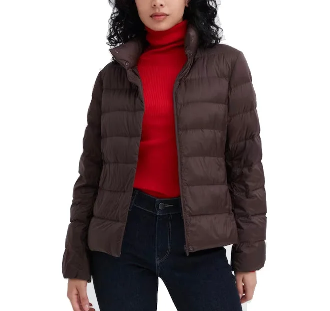 Uniqlo Women's Ultra Light Down Jacket 38 Dark Brown - Hemen Kargoda Satin Fabric Silk Fabric Chiffon Fabric