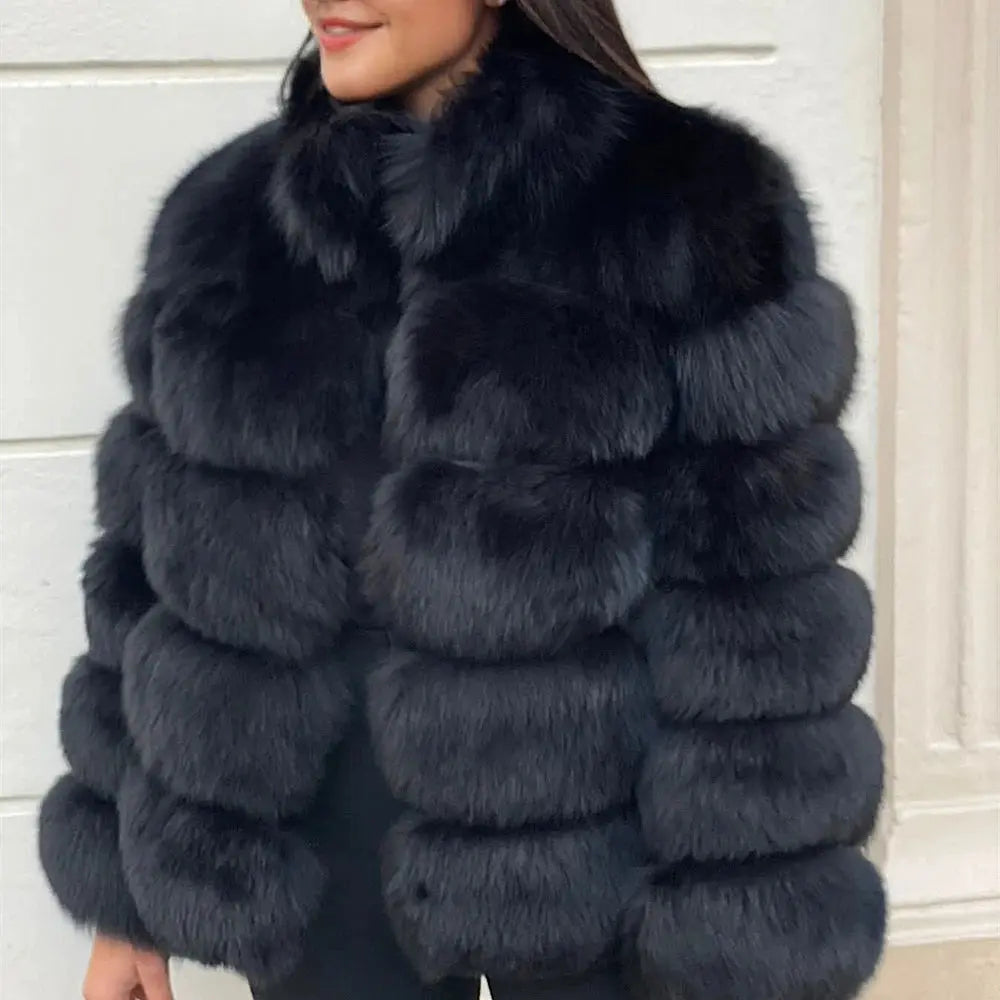 QUEENTINA Natural Real Fox Fur Coat Fashion Winter Jacket Women Quilted Jacket Puffer Jacket Insulated Jacket