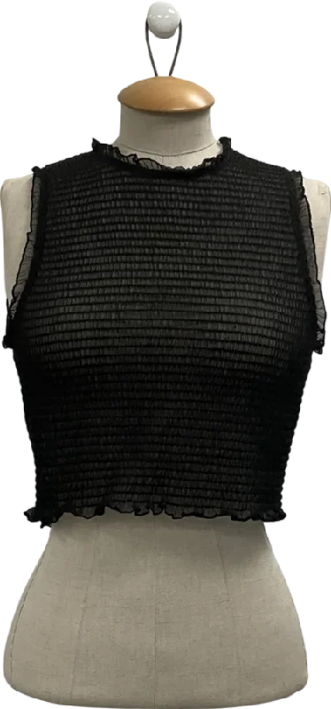 ZARA Black Textured Tank Top UK M pastel tank top