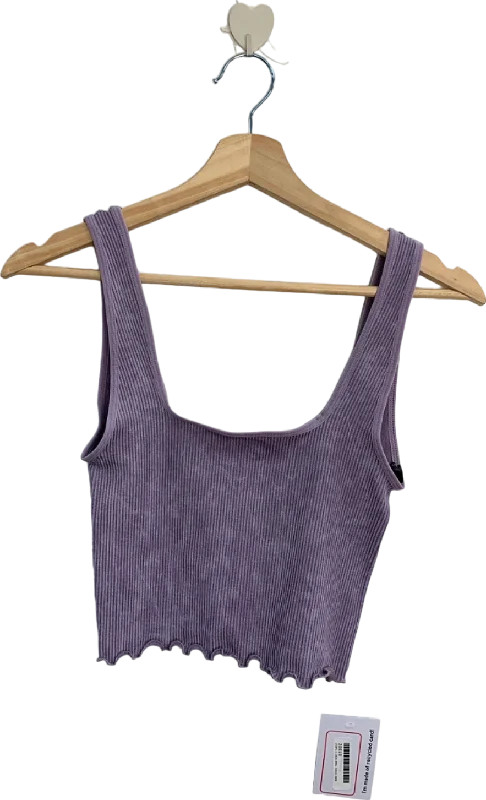 Out From Under Purple Lettuce Edge Acid Wash Tank Top UK S rhinestone tank top