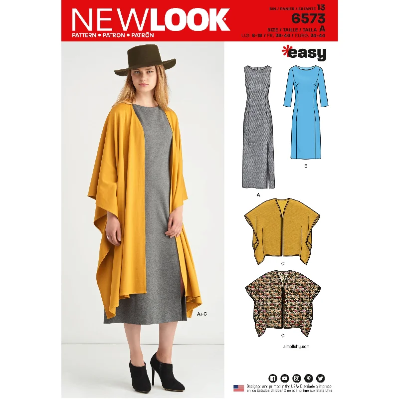 Newlook Pattern 6573 Misses' Dress and Wrap Tunics Velvet soft
