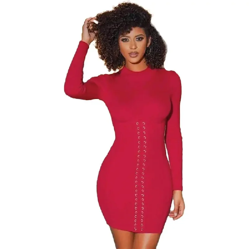 Supply Demand Women String BodySuit Dress Red Elegant Satin Bodysuit
