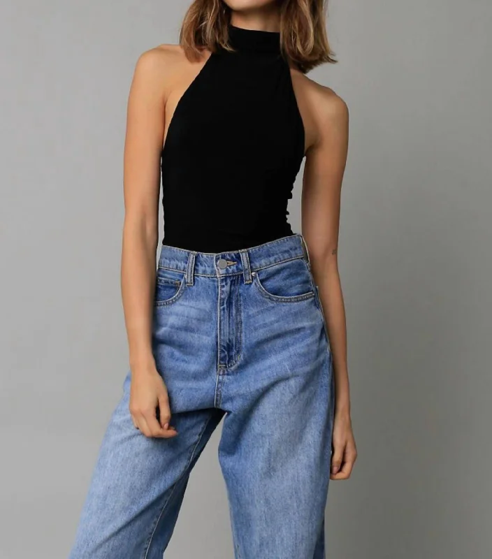 Open Back Bodysuit In Black Comfortable Bodysuit for Sleep