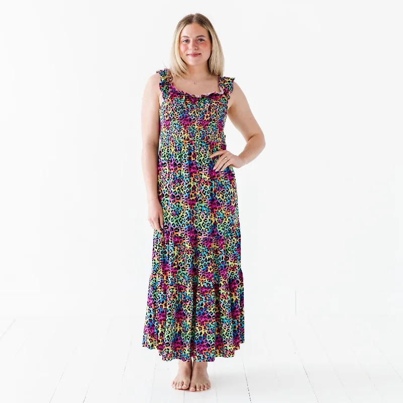 Roarin' Rainbow Women's Dress Maxi Flowy Bohemian