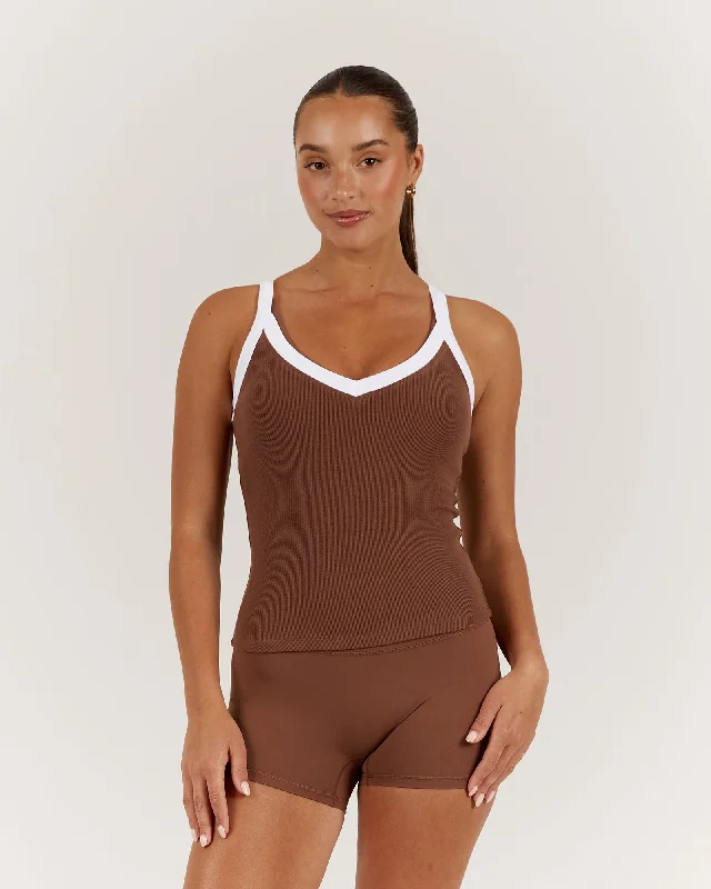 DEFINITION RIBBED TANK TOP - TOFFEE tie dye tank
