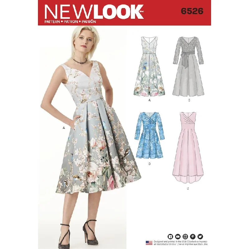 Newlook Pattern 6526 Women's Dress With Bodice Variations Tunics Satin smooth