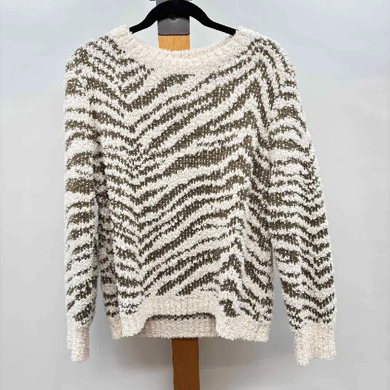 POL Women's Size S Taupe Stripe Sweater Soft Cozy Warm