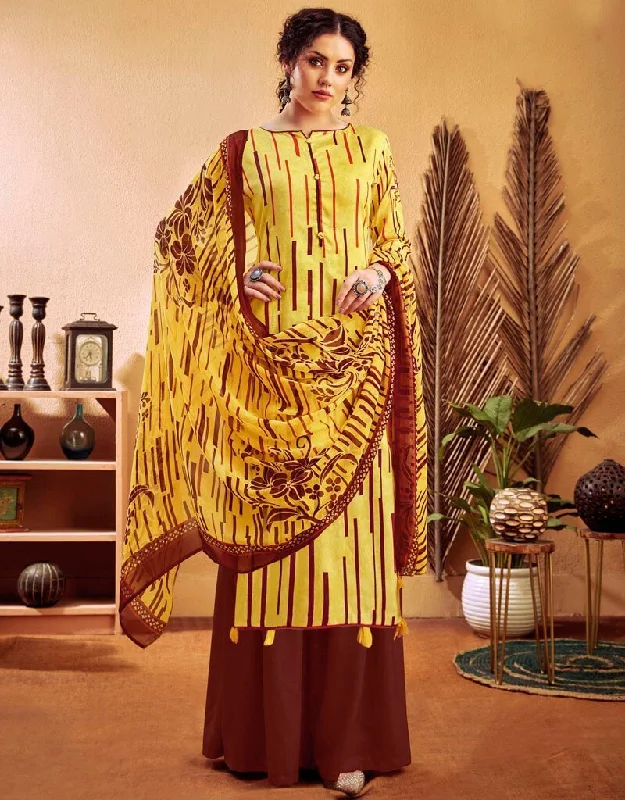 Yellow Pure Zam Cotton Palazzo Dress Tunics Corduroy durable