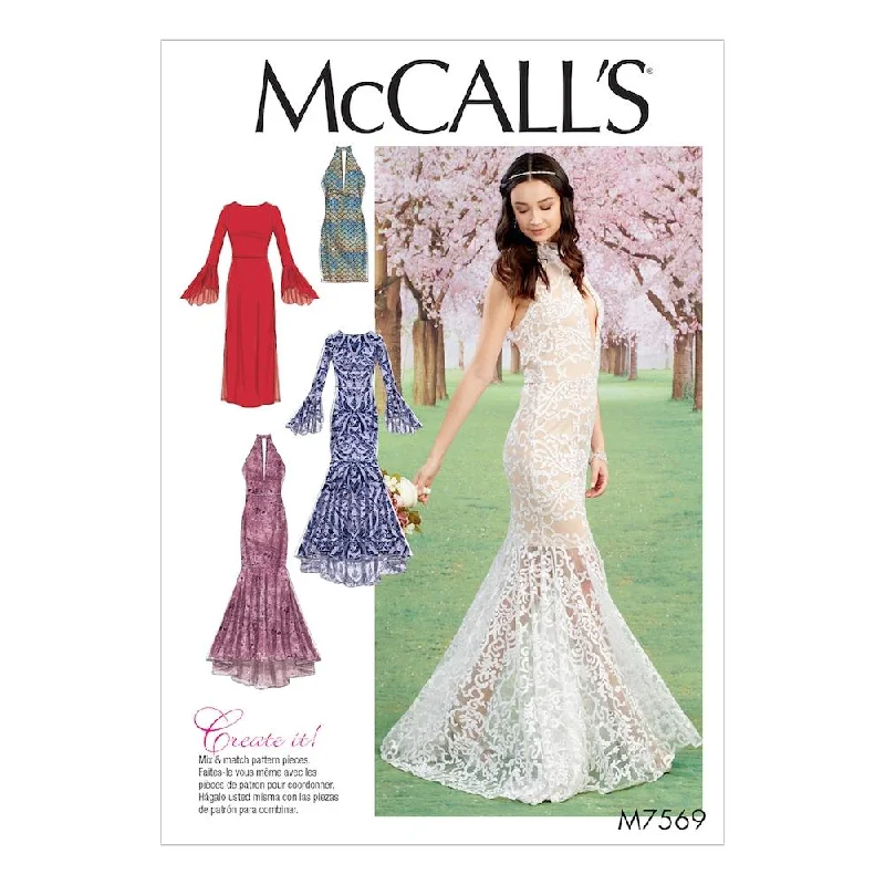 McCall's Pattern M7569 Misses' Column and Mermaid-Style Dresses with bodice and Sleeve Variations Tunics Versatile stylish