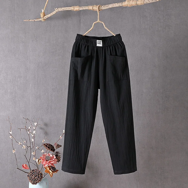 Women's Solid Color Pant - 541337 - XXL Comfortable Pleated Pants