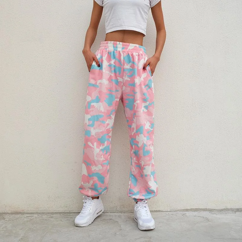 Loose Harem Camo Pants Spring High Waist Comfortable Pleated Pants