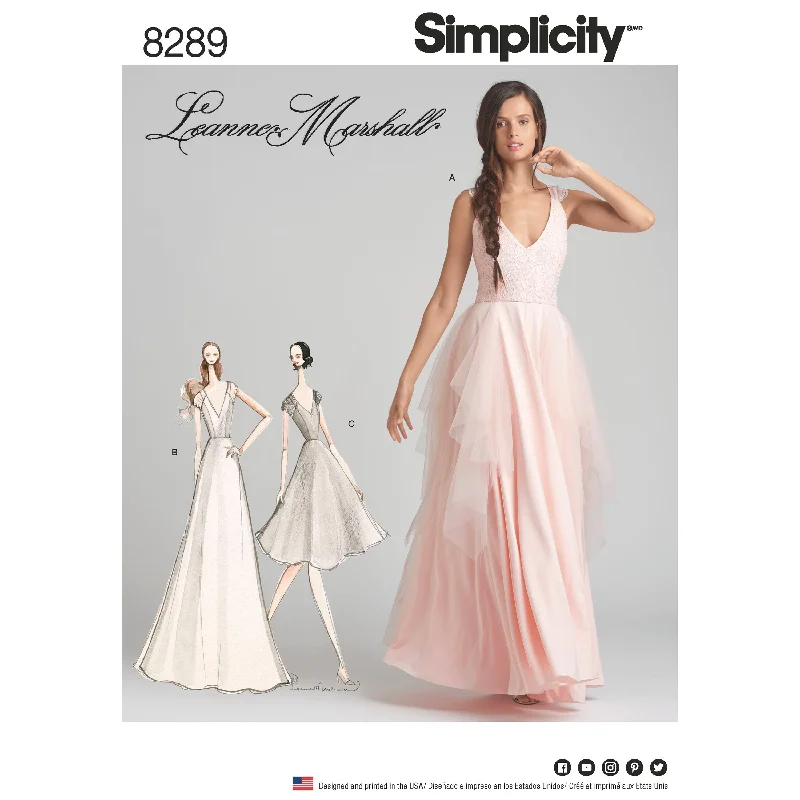 Simplicity Pattern 8289 Women's Special Occasion Dresses Boat Neckline Classic