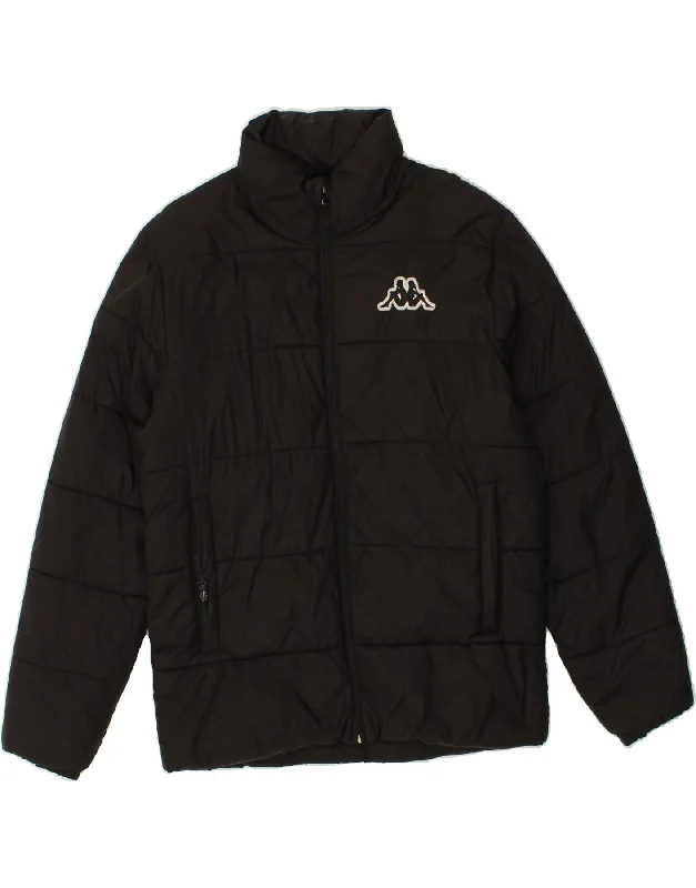 KAPPA Womens Padded Jacket UK 14 Medium Black Polyamide Insulated Jacket Fitted Jacket Loose Jacket