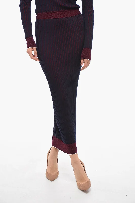 Bottega Veneta Ribbed Cotton Skirt with Elastic Waistband S Standard size lightweight skirt design