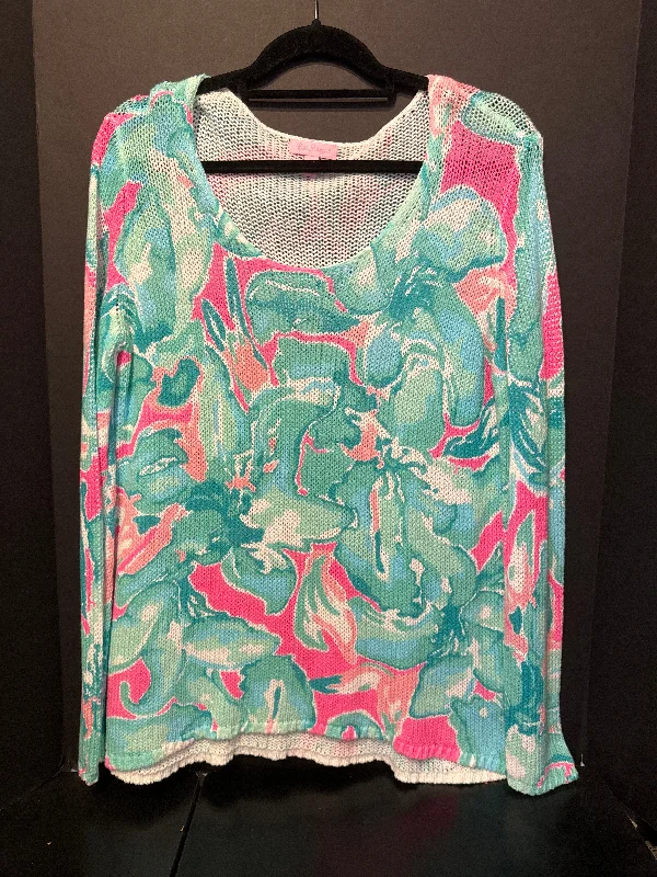 Lilly Pulitzer Watercolor Knit Sweater - XL Chenille Blend Fleece Blend Nylon Blend
