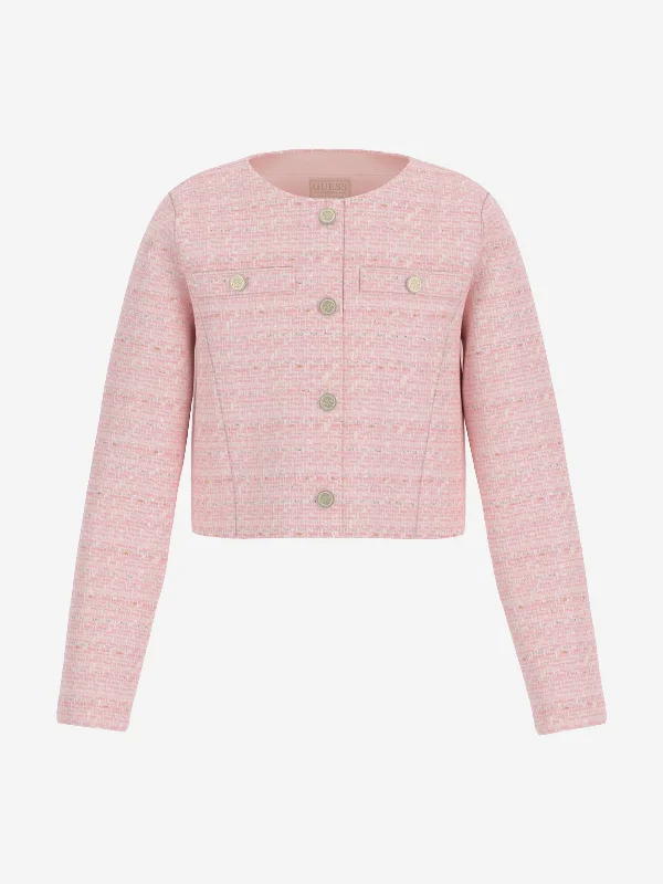 Girls Tweed Jacket in Pink Cotton Jacket Linen Jacket Terry Jacket