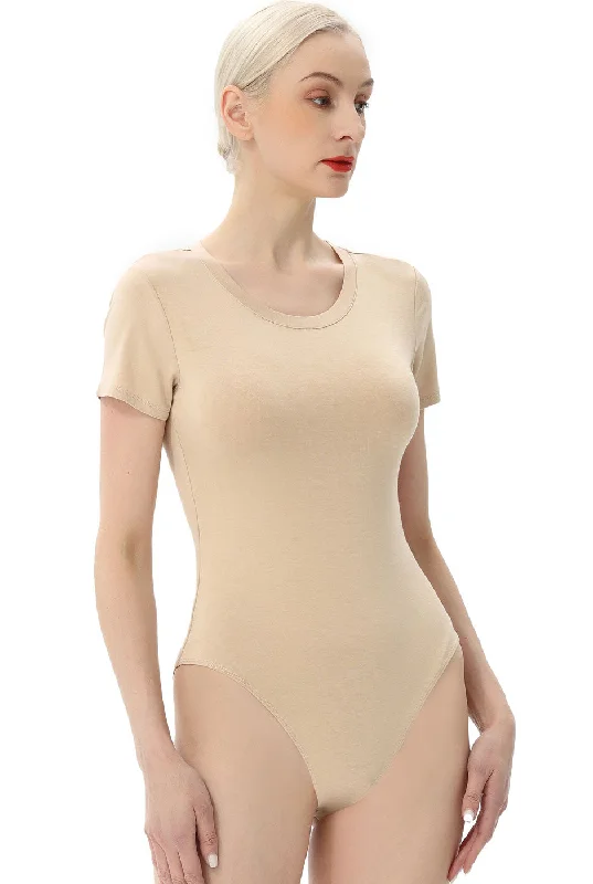 Kimi + Kai Women's Round Neck Basic Bodysuit Fashionable Slim Fit Bodysuit