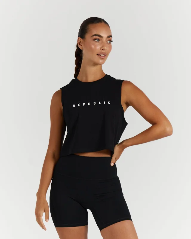 LOOSE CROP TANK - BLACK pastel tank top