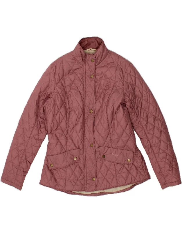 BARBOUR Womens Quilted Jacket UK 16 Large  Pink Polyamide Wool Jacket Cashmere Jacket Tweed Jacket