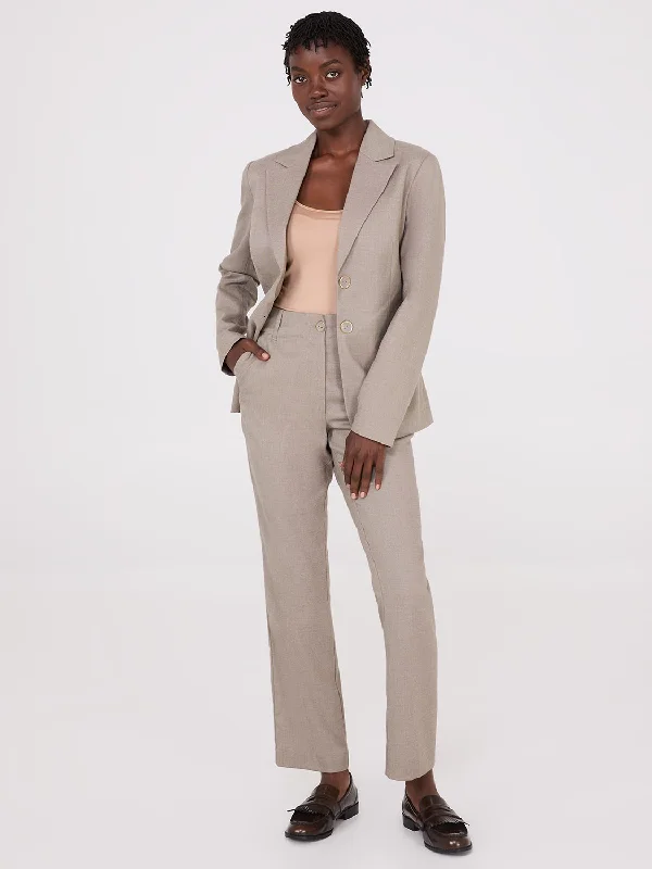 No Waistband Straight Leg Pants Formal Linen Trousers