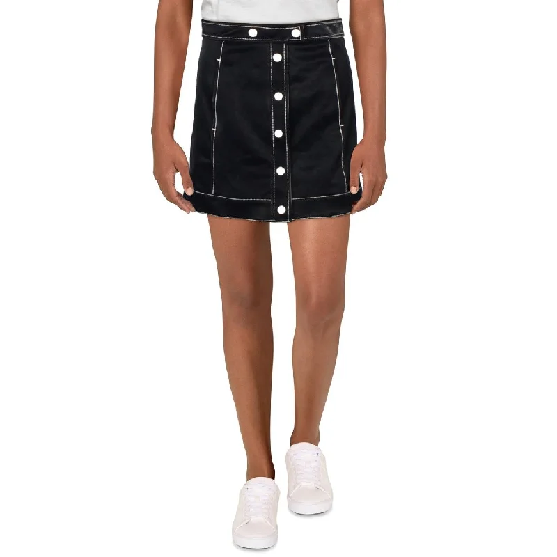 Womens Faux Leather Embossed Mini Skirt linen skirt natural