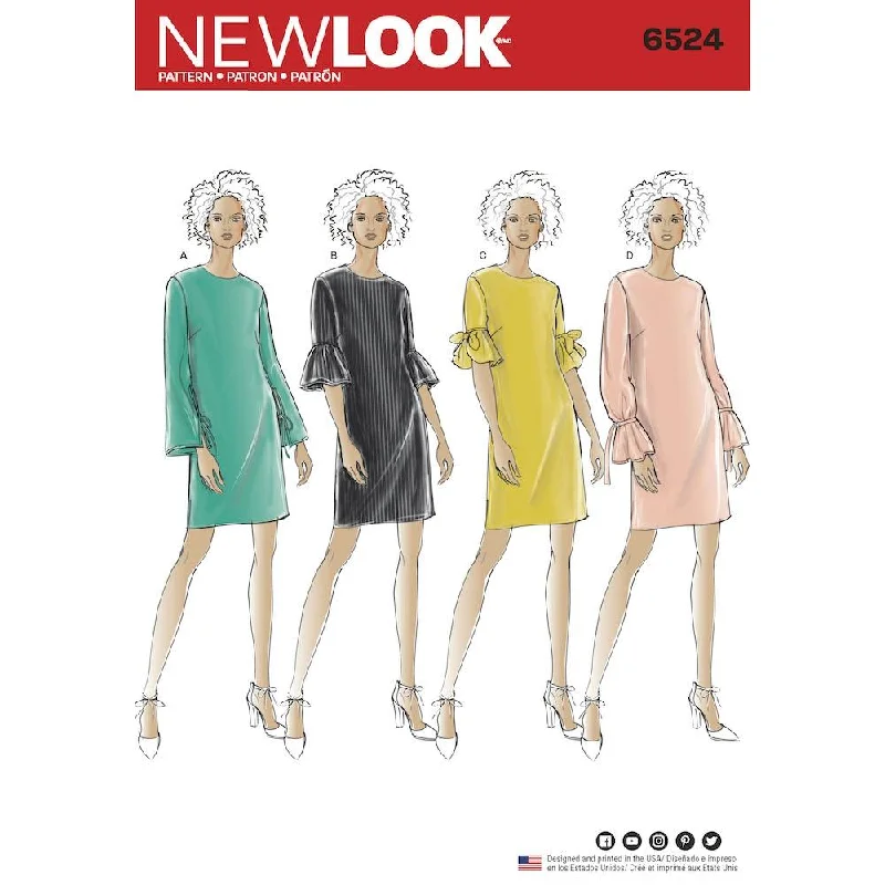 Newlook Pattern 6524 Women’s Dress with Sleeve Variations Tunics Mesh breathable