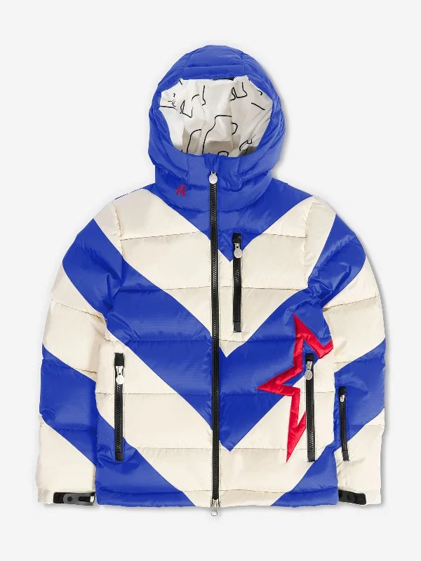 Perfect Moment Kids Super Mojo Down Puffer Jacket in Blue Belted Jacket Elasticated Jacket Padded Jacket