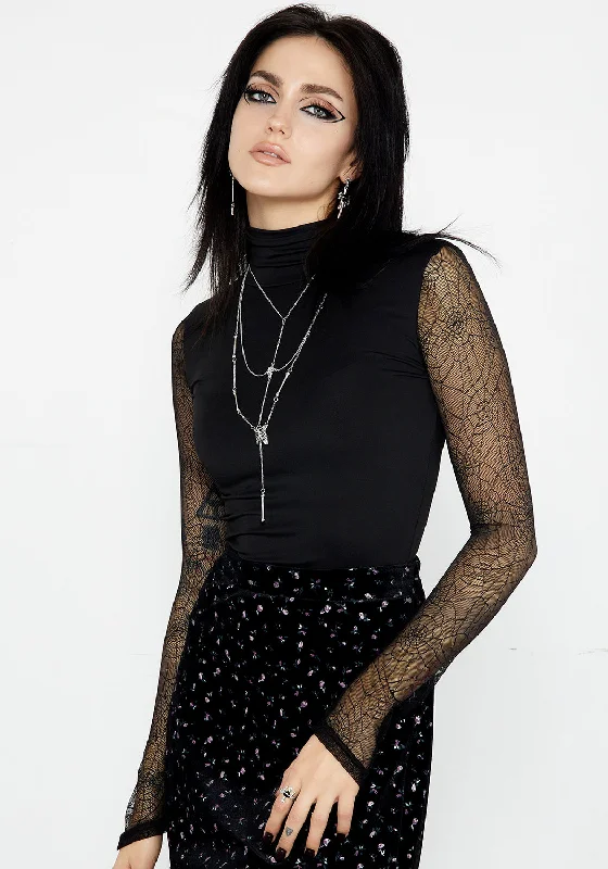 Venom Lace Bodysuit Elegant Bodysuit with Chiffon