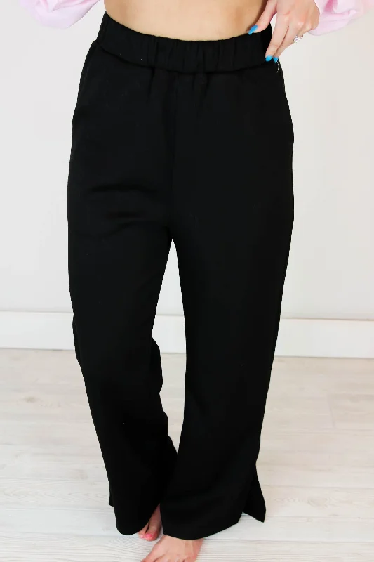 Avia Wide Leg Pants | Black Classic Straight Pants