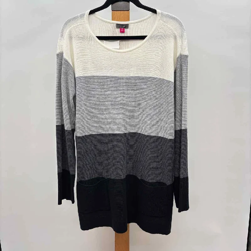 Vince Camuto Women's Size XL Gray Color Block Sweater Boxy Sweater Fitted Sweater A-Line