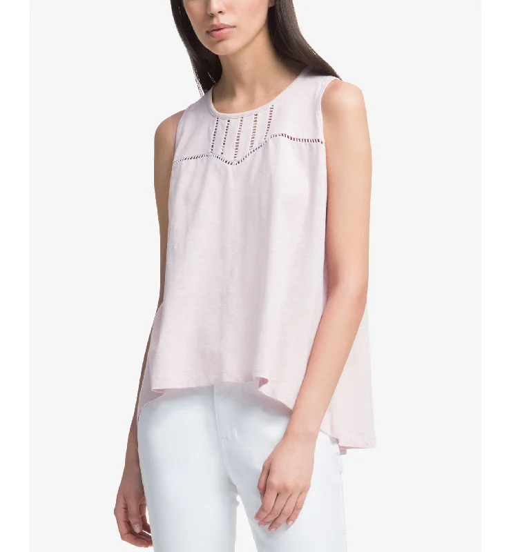 DKNY High Low Swing Tank Top ivory tank top