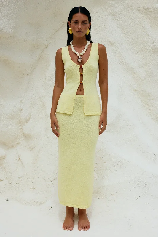 NADINA MIDI SKIRT - LEMON velvet skirt sumptuous
